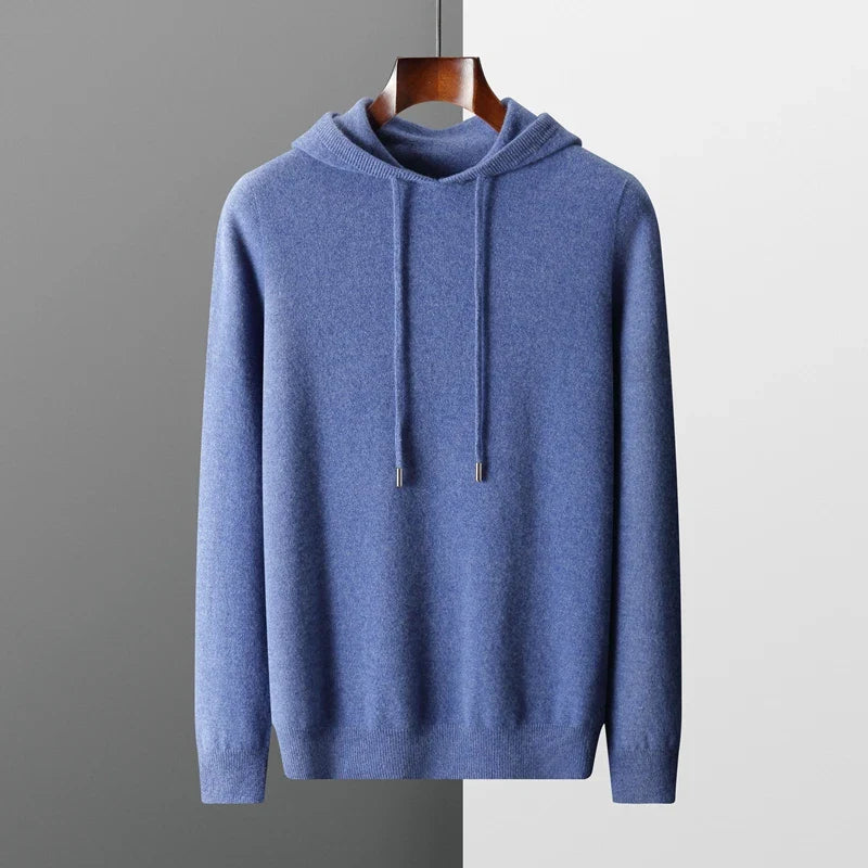 Micheal: Hoodie Sweater - 100% Merino Wool from Australia: Knitted Sweatshirt for Autumn Winter