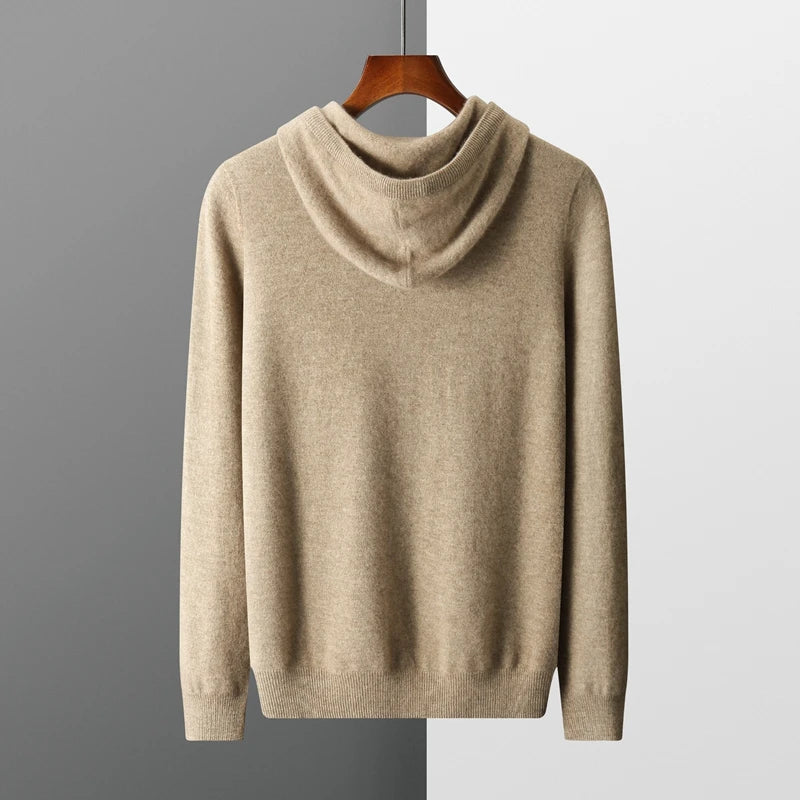 Micheal: Hoodie Sweater - 100% Merino Wool from Australia: Knitted Sweatshirt for Autumn Winter