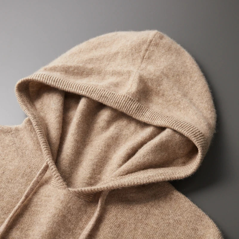 Micheal: Hoodie Sweater - 100% Merino Wool from Australia: Knitted Sweatshirt for Autumn Winter