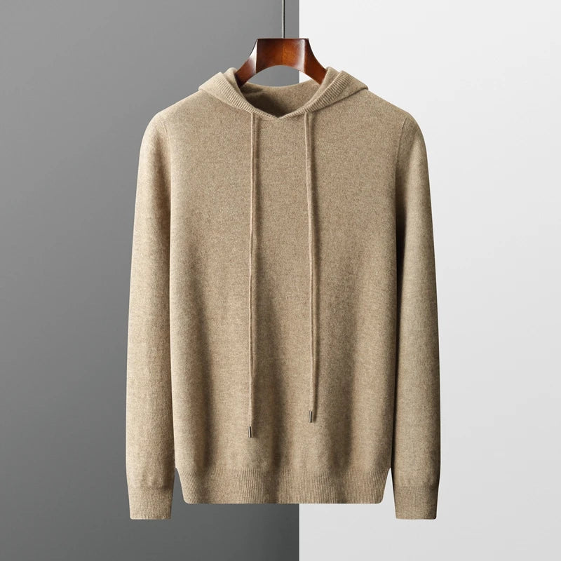 Micheal: Hoodie Sweater - 100% Merino Wool from Australia: Knitted Sweatshirt for Autumn Winter