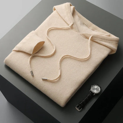 Micheal: Hoodie Sweater  - 100% Merino Wool from Australia: Knitted Sweatshirt for Autumn Winter