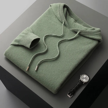 Micheal: Hoodie Sweater  - 100% Merino Wool from Australia: Knitted Sweatshirt for Autumn Winter