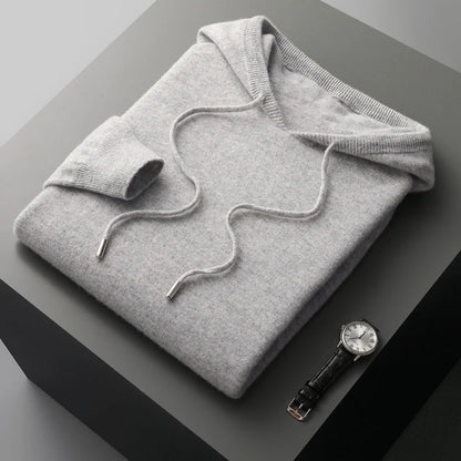 Micheal: Hoodie Sweater  - 100% Merino Wool from Australia: Knitted Sweatshirt for Autumn Winter